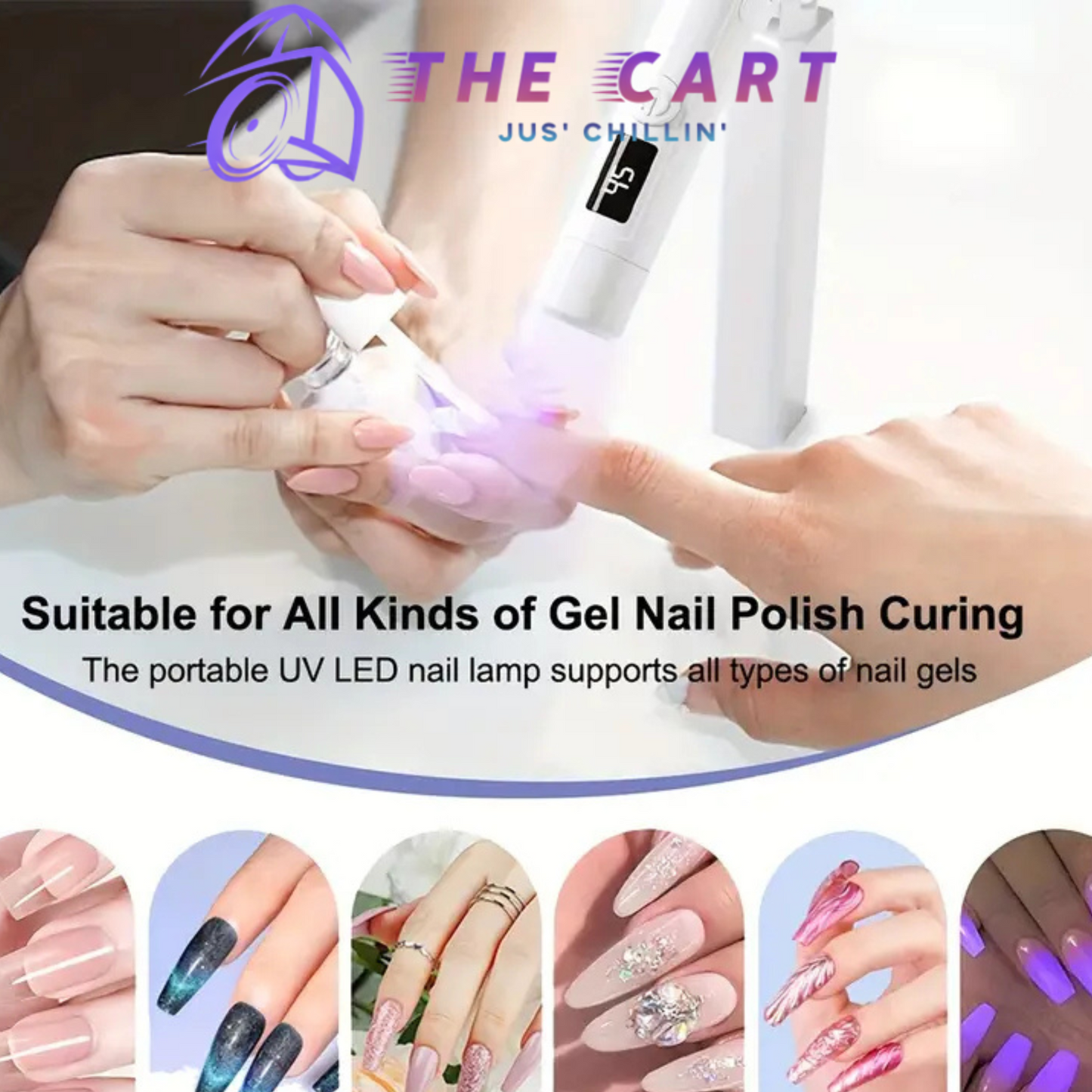 New Portable USB Rechargeable LED Nail Lamp, Handheld Nail Dryer With Timer Setting For Gel Nail Polish.