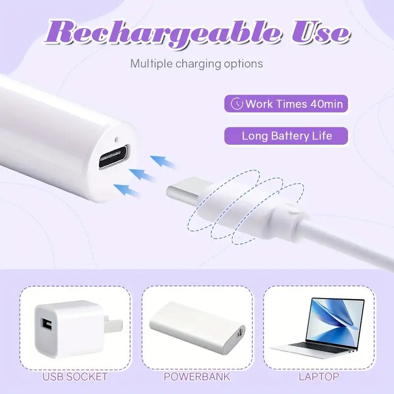 Portable USB Rechargeable LED Nail Lamp, Handheld Nail Dryer With Timer Setting For Gel Nail Polish.